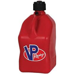 VP Racing Fuels 5.5 Gallon Square Motorsport Racing Fuel Utility Container Jugs with Dual Deluxe 14 Inch Filler Hoses, Red (4 Pack)