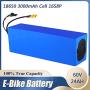 Wnicek 60V 24Ah 16S 8P E-Bike Battery Customizable Lithium Battery Pack for 500W 750W 1000W 1200W 1500W 1800W 2000W 2300W Electric Bicycle Electrical Motorcycle Tricycles Moped