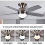 Ceiling Fans with Lights Remote Control, 52 Inch Indoor Ceiling Fan for Living Room Bedroom Home, Modern Rustic Ceiling Fan with 5 Blades, Reversible Motor, 2 Timers, 6 Speed (Silver)