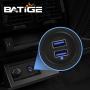 BATIGE 2 Pack Alloy Dual Port USB 3.0 Car Dashboard Flush Mount Cable, Male to Female with LED Indicator Extension Cable for Car Truck Boat Motorcycle Dashboard Panel - 3ft