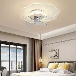 ATELANGE Water Ripples Simple Fan Ceiling Light Semi Flush Mount 3 Wind Speed 3 Colors Fan Ceiling Light with Remote Control Ultra-Quiet Reversible Motor with Memory Function for Bedroom Dining Room