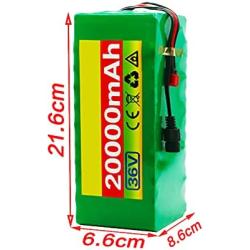 Jieoto E-Bike Lithium Battery 36V 20AH Battery Pack Customizable Lithium Battery Pack for 750W 500W 350W 250W 200W Motors with Voltage Display+ BMS+ Charger