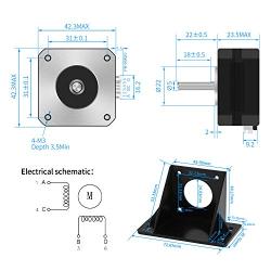 OUYANG Nema 17 Stepper Motor 130mN.m 1.8 Degree with Bracket and 1M XH Cable for CNC,3D Printer(17HS4023,1 PCS)