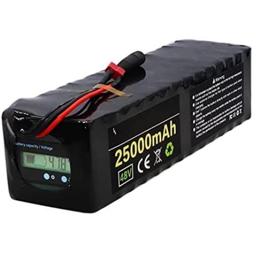 Wnicek 48V 20Ah 25Ah Ebike Battery Electric Bike Lithium-ion Battery Pack Built-in BMS and Electicity Display Fit for 1000W 750W 500W 350W 250W 200W Bike Motor (with Charger)