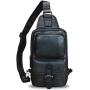 Genuine Leather Sling Bag Crossbody Motorcycle Bag Handmade Hiking Chest Daypack Retro Shoulder Backpack (Darkgrey)