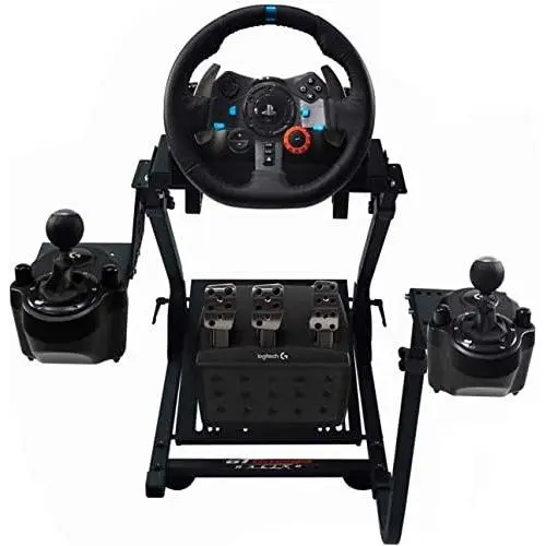 GT Omega Racing Wheel Stand for Logitech G920 G29 G923 Driving Force Gaming Steering Wheel, Pedals & Gear Shifter Mount V1, PS4, Xbox, Ferrari, PC - Foldable, Tilt-Adjustable to Ultimate Sim Racing Experience