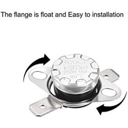 uxcell KSD301 Thermostat 80°C/176°F 10A Normally Closed N.C Adjust Snap Disc Temperature Switch for Microwave,Oven,Coffee Maker 2pcs