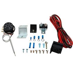 10 inch  Slim Push Pull 12V 80W Electric Radiator Cooling Fan with 12V Adjustable Thermostat Control Relay Wire Kit Universal Design for All Radiators
