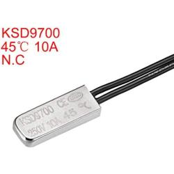 uxcell KSD9700 Thermostat, 45℃ Normally Close Temperature Switch Thermal Switch, N.C 10A Metal Temperature Controller 2pcs