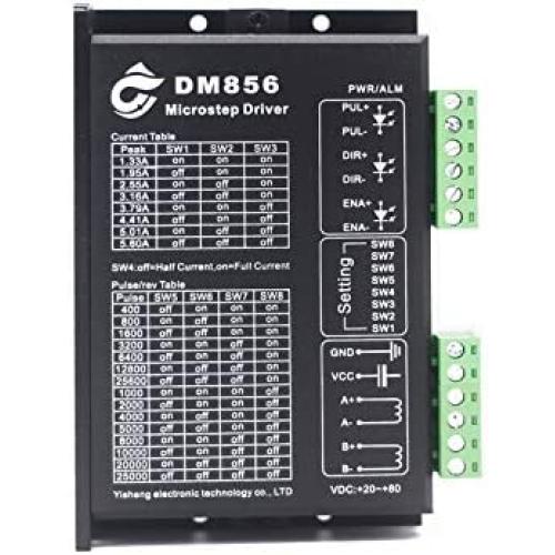 EASON Driver Two-phase DSP Digital Stepper Motor DM856 Stepper Motor Driver 32 bit DC20-80V 5.6A for Nema 23,42 stepper motor for Laser Cutters, Laser Marker, X-Y Tables, Labeling Machine