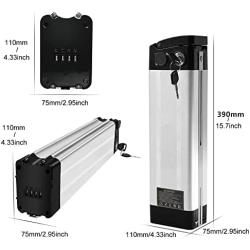 Jieoto Silver Fish Ebike Battery 36V/48V 15Ah/20Ah Electric Bike Lithium Li-ion Battery with Charger Electric Bicycle Battery for 250W 350W 500W 750W 1000W Motor