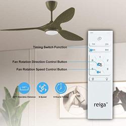 reiga 52-in Ceiling Fan with LED Light Kit Remote Control Modern Blades Reversible Motor, 6-speed, 3 color Temperature Switch (Vintage olive Green)