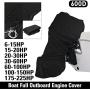 WFLNHB Outboard Motor Cover Black Heavy Duty 600D Oxford Waterproof Fabric Motor Hood Outboard Engine Covers with Windproof Strap Fits up to 6-225 HP