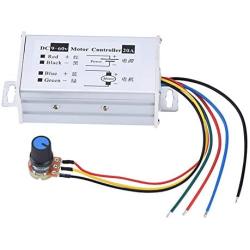 Silver DC Motor Speed Regulator, Metal Made Dc Motor Adjustable Knob Controller Voltage Regulator for Dc Motors Reversible Adjustable Knob Switch Plus Control Driver