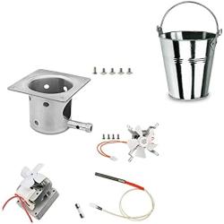 GRISUN Fire Burn Pot, Hot Rod Ignitor, Auger Motor and Grill Induction Fan Kit Replacement Parts Wood Pellet Grill Drip Grease Bucket