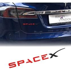 Compatible with Tesla SpaceX Sticker 3D Car Rear Trunk Emblem Sticker for Tesla Accessories (SpaceX Red)