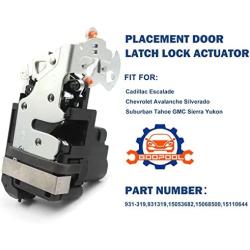 931-319 Power Door Lock Actuator Front Right Passenger Side Compatible with Cadillac Escalade Chevrolet Silverado Avalanche Tahoe GMC Sierra Yukon Replaces # 15053681,15068499,15110643