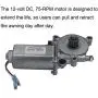 266149 RV Power Awning Motor Replacement Universal Motor 12-Volt DC 75-RPM Compatible with Solera Power Awnings Including Flat, Pitched and Short Assemblies