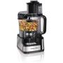 Hamilton Beach Electric Indoor Searing Grill, 6-Serving, Extra-Large Drip Tray, Stainless Steel & 12-Cup Stack & Snap Food Processor & Vegetable Chopper, Black (70725A)
