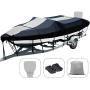 Autolion Trailerable Boat Cover 600D Heavy Duty Waterproof UV All-Weather with Motor Cover(fits 17-19L 96