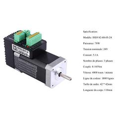 Nema 17 Stepper Integrated Servo Motor, 24V 5.1A 78W IHSV42-40-07-24 3 Phase High Speed Torque Digital Servo Motor 4000RPM with 1000 Lines Encoder, 2 in 1 Motor and Driver for CNC Control