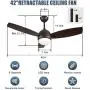 TAOBITAN 42 Inch indoor Ceiling Fan with Lights Flush Mount Ceiling Fan Modern 6 Speeds Small Ceiling Fans Remote Control for Living room Bedroom Kitchen dinding room