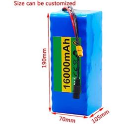 Jieoto 36V Li-Ion Battery Pack 16AH 10S 5P E-Bike Battery Battery Suitable for Motors Up to 500W with Charger and BMS Used for Airplane Models Power Tools Scooters
