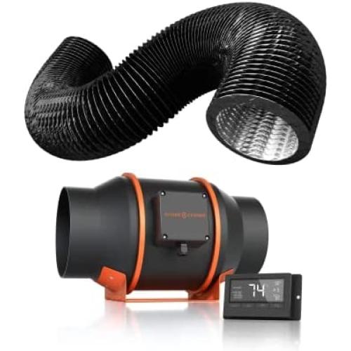 6 Inch Inline Fan and 6 Inch 25 Feet Black Ducting