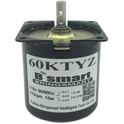 Bringsmart 60ktyz 5rpm Ac Motor Low Noise Gearbox Electric Motor Barbecue High Torque Low Speed 110V Synchronous AC Reduction Motor (110V 5rpm)