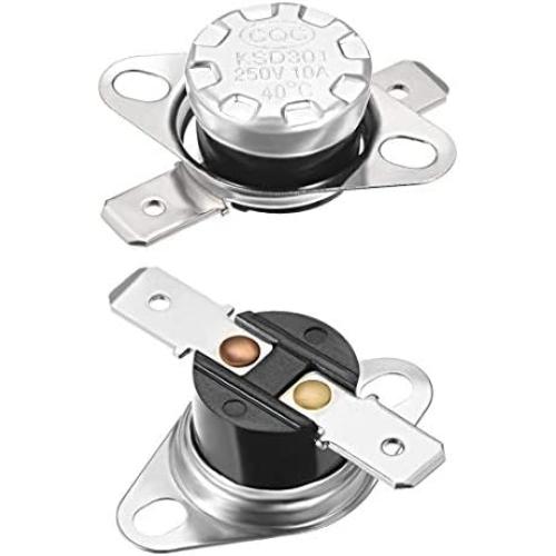 uxcell KSD301 Thermostat 40°C/104°F 10A Normally Open N.O Adjust Snap Disc Temperature Switch 2pcs