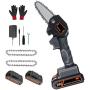 Cordless Electric Portable Chainsaw, 4 Inch Mini Battery Chain Saw with 2Pcs Batteries & Chain Brushless Motor, 24V Electric Hand Chainsaw 0.7kg Lightweight, Electric Saws for Cutting Wood