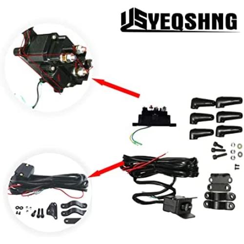 YEQSHNG 12V 250A Winch Solenoid Relay Winch Rocker Thumb Switch for ATV UTV 4x4 Vehicles 1500lb-5000lbs Winch with 6 Protecting Caps Replaces 63070, 62135, 74900, 2875714, 70715