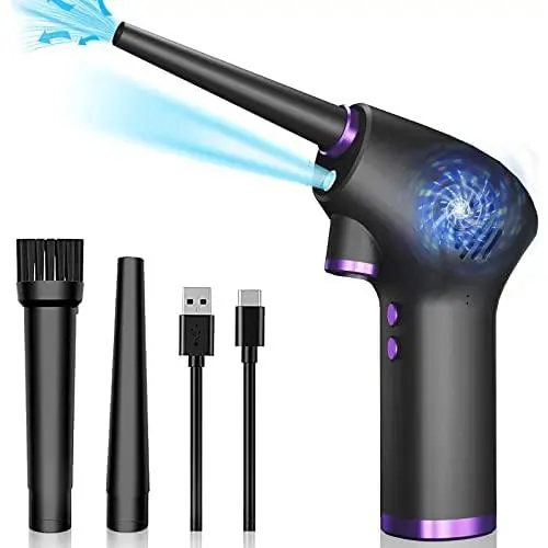 Electric Air Duster for Computer Keyboard Cleaning, 15000mAh Battery，45000 RPM Cordless Air Blower, 65W Powerful Brushless Motor, Air Can for Keyboard, PC, Car, Sofa, Lens,Toys