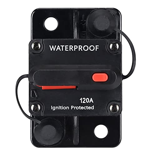 120 AmpWaterproof Circuit Breaker,with Manual Reset, 12V-48V DC,for Car Marine Trolling Motors Boat ATV Manual Power Protect for Audio System Fuse 120 AmpWaterproof Circuit Breaker,with Manual Reset, 12V-48V DC,for Car Marine Trolling Motors Boat ATV Manual Power Protect for Audio System Fuse