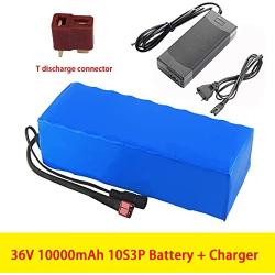 Wnicek 36V Ebike Lithium Battery 10AH Scooter Battery Pack with Charger and BMS for 250W 350W 500W 750W Motor for Electric Bicycle Scooter Electrical Tools Airplane Model