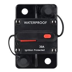 30 Amp Waterproof Circuit Breaker,with Manual Reset,12V-48V DC, for Car Marine Trolling Motors Boat ATV Manual Power Protect for Audio System Fuse