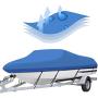 14-16ft Trailerable 210D Boat Cover, Heavy Duty Waterproof UV Resistant Marine Grade Oxford Fabric fits V-Hull,TRI-Hull,Trailer,Pro-Style,Fishing Ski,Runabout,Bass Boat with Strap Blue