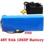 Wnicek 48V 9Ah 13S 3P Lithium-ion Battery Fit for Electric Bicycle Electric Scooter Electric Wheelchairs E-Bike Battery Pack with BMS and Charger for 500W-100W Motor