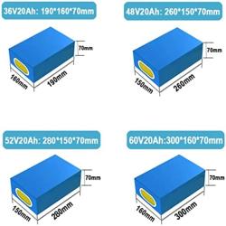 Wnicek E-Bike Battery Pack 36V 48V 52V 60V 20AH Lithium-ion Electric Bicycles Battery with 2A Charger and BMS Fit for 250W 500W 750W 1000W 1200W 1500W 1800W Motor