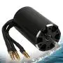 RC Boat Brushless Motor, Black 4-Pole Brushless Motor for 5.0mm 3660 3500 KV RC Boat Accessory Part