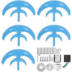 1200W Wind Turbine 5 Blade Wind Vertical Axis Generator Blue Electricity Producer Equipment for Boats Terraces Cabins or Mobile Houses Charging (24V)