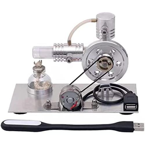 Yamix L-Shape Stirling Engine Model with USB Connector and Night Light