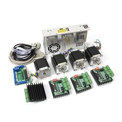 4 Axis Nema23 Stepper Motor 270oz-in 76mm 3A Dual Shaft+TB6560 MD430 Driver CNC Controller Kit for CNC Router Engraving Milling Machine