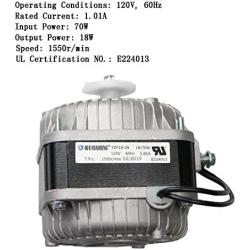 Shaded Pole Motor 120V 60Hz 1.01A 18W AC Fan Motor for Small Ventilation Equipment,Refrigeration Equipment Radiator Evaporator (YZF18-25)