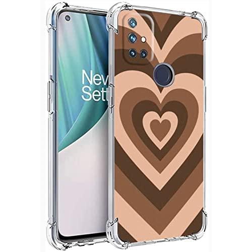 Compatible with One Plus Nord N10 5G Brown Heart Case,Brown Love Heart Painting Art Coffee Latte Swirls Valentines Phone Case for Men Women Girl,Soft TPU Cool Trendy Case for One Plus