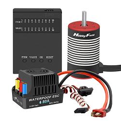 Hobby Fans Waterproof 80A Brushless ESC with 3660 3800KV Brushless Motor 5mm Shaft Programming Card for 1/10 RC Car Crawler