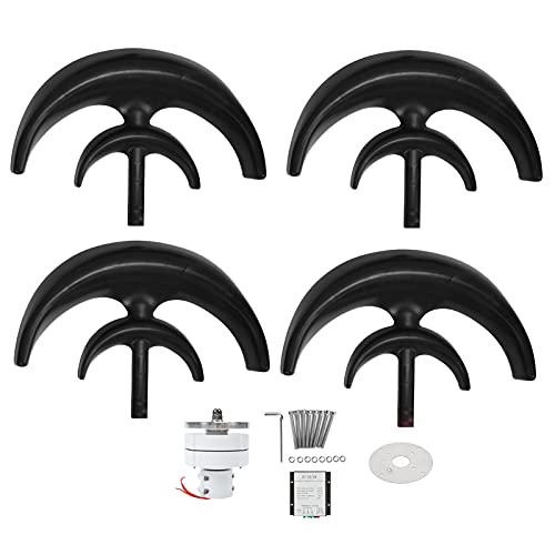 Wind Turbine Kit 1200W 4 , Handpieces & Instruments Handpiece Turbines Blade Generator With Controller AC Motor Solar System Lantern Type Double‑Layer Black for Home Camping Charging Boats[12v]