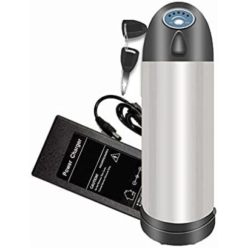 Wnicek 24V/ 36V/ 48V E-Bike Battery Li-ion Water Bottle Battery Rechargeable Battery for 250W 500W 750W Scooter Motors with Charger Battery Indicator BMS Protection Board