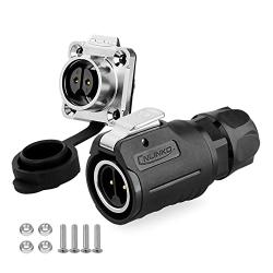 CNLINKO 2Pin Male Female Plug Socket Industrial Waterproof Power Connector, M16 10A Cable Circular din Connector, IP65 Connector Blind Mate Power Audio Car connectors(2Pin)