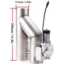 RJSPHH Stainless steel 3 inch Electric Exhaust Cutout Motor E-cut Valve Kit Dual Flaps Type , Y Pipe 1 pcs with One Controller Remote Kit